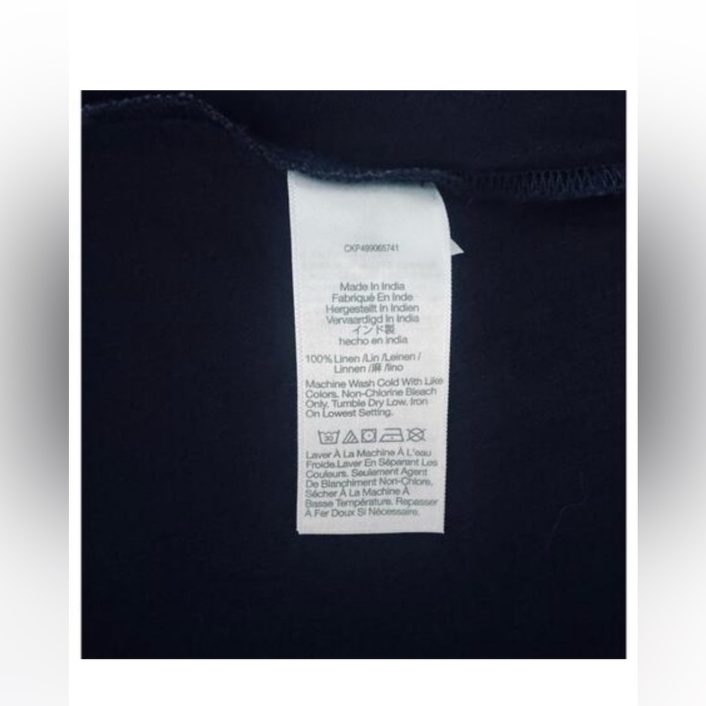 Madewell 100% Linen Bias Cut Maxi Skirt Navy Blue Size 4 Elastic Waist - Picture 8 of 12